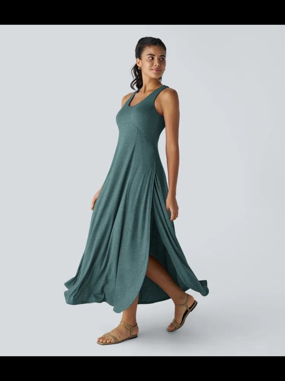 U Neck Flowy Maxi Casual Tank Dress Sleeveless